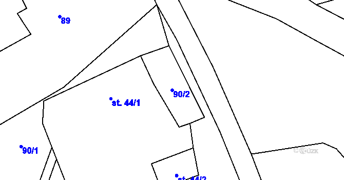 Parcela st. 90/2 v KÚ Rejchartice, Katastrální mapa