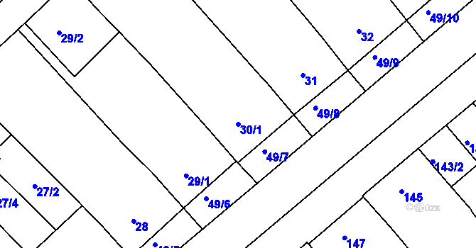 Parcela st. 30/1 v KÚ Dvorska, Katastrální mapa