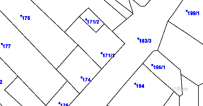 Parcela st. 171/1 v KÚ Dvorska, Katastrální mapa