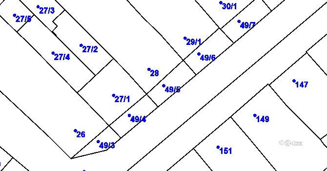 Parcela st. 49/5 v KÚ Dvorska, Katastrální mapa