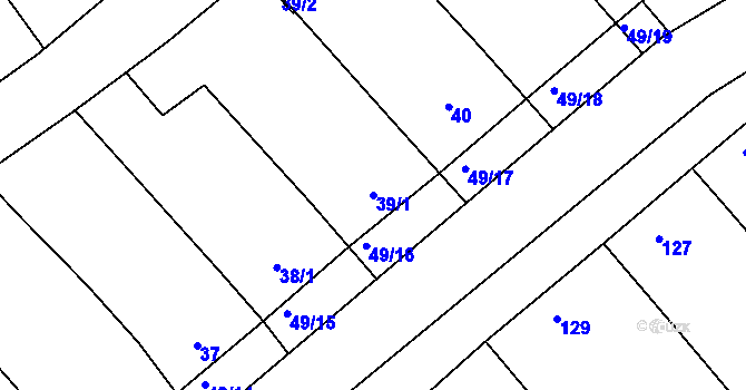 Parcela st. 39/1 v KÚ Dvorska, Katastrální mapa