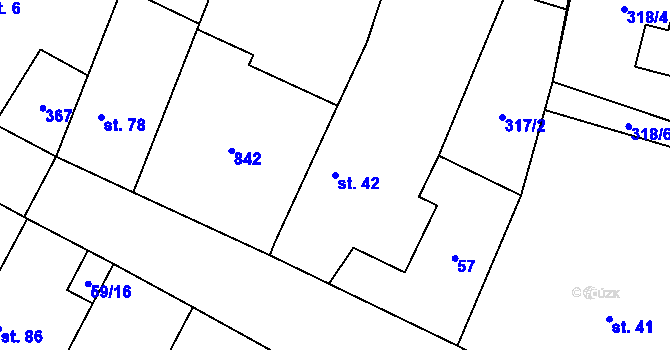 Parcela st. 42 v KÚ Dvory u Nymburka, Katastrální mapa