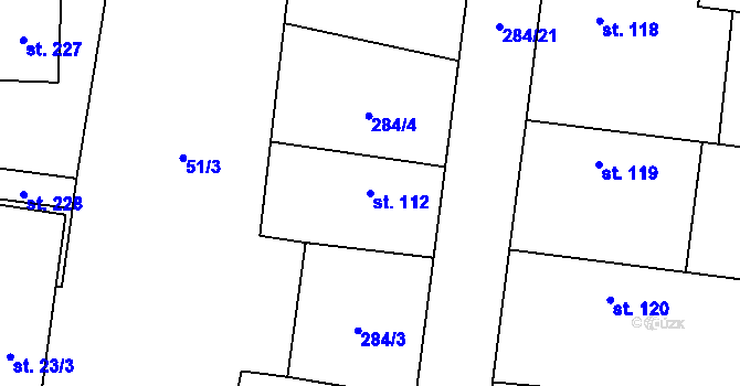 Parcela st. 112 v KÚ Dvory u Nymburka, Katastrální mapa