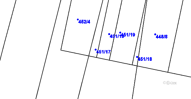 Parcela st. 451/17 v KÚ Dvory u Nymburka, Katastrální mapa