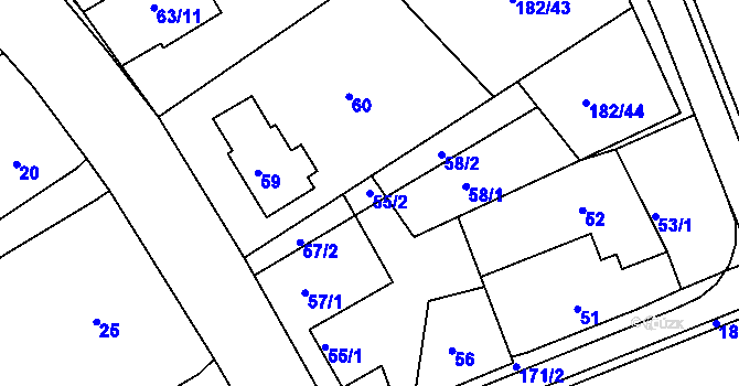 Parcela st. 55/2 v KÚ Dvory nad Lužnicí, Katastrální mapa
