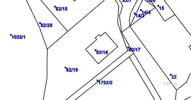 Parcela st. 82/18 v KÚ Dvory nad Lužnicí, Katastrální mapa