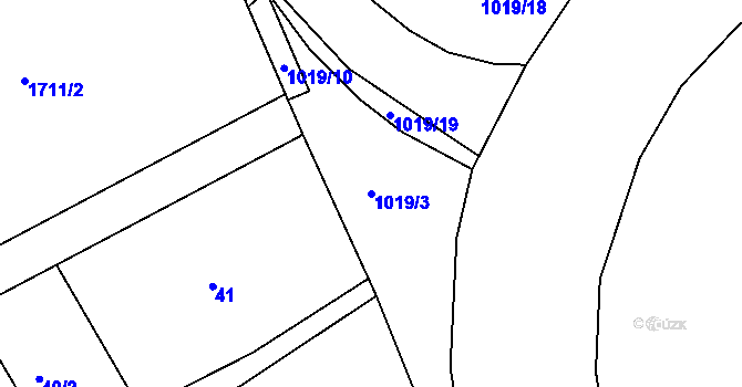 Parcela st. 1019/3 v KÚ Dvory nad Lužnicí, Katastrální mapa
