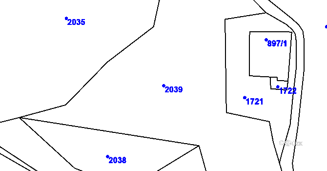 Parcela st. 2039 v KÚ Dvory nad Lužnicí, Katastrální mapa