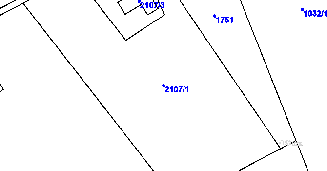 Parcela st. 2107/1 v KÚ Dvory nad Lužnicí, Katastrální mapa