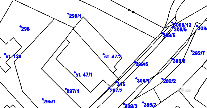 Parcela st. 47/2 v KÚ Dvořisko, Katastrální mapa