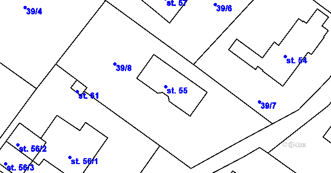 Parcela st. 55 v KÚ Dvořisko, Katastrální mapa