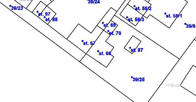 Parcela st. 68 v KÚ Dvořisko, Katastrální mapa