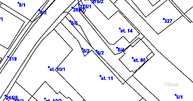 Parcela st. 5/2 v KÚ Dvořisko, Katastrální mapa