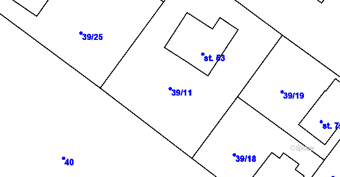 Parcela st. 39/11 v KÚ Dvořisko, Katastrální mapa