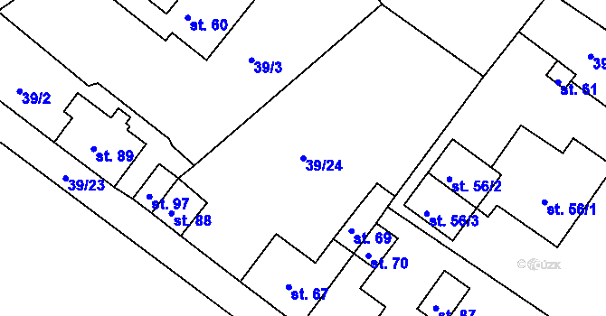 Parcela st. 39/24 v KÚ Dvořisko, Katastrální mapa
