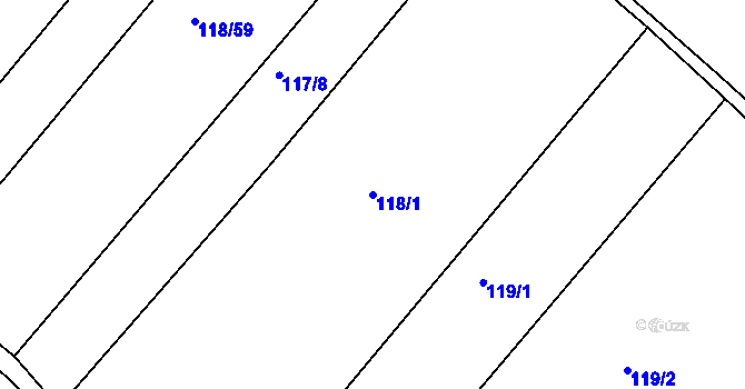Parcela st. 118/1 v KÚ Dvořisko, Katastrální mapa