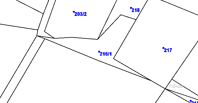 Parcela st. 216/1 v KÚ Dvořisko, Katastrální mapa