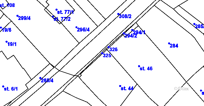 Parcela st. 325 v KÚ Dvořisko, Katastrální mapa