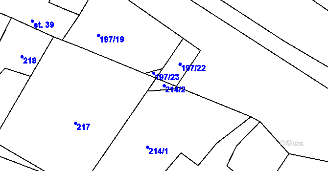 Parcela st. 214/2 v KÚ Dvořisko, Katastrální mapa