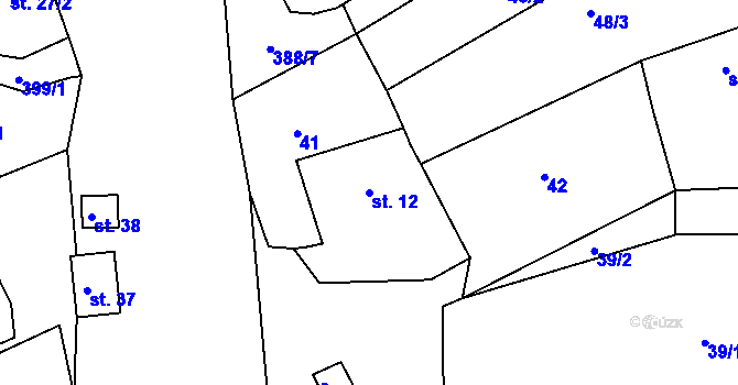 Parcela st. 12 v KÚ Nořín, Katastrální mapa