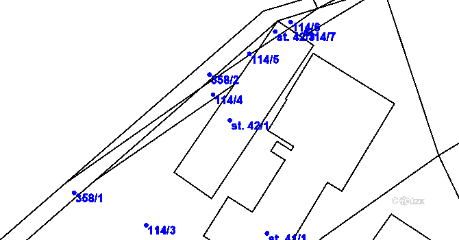 Parcela st. 42/1 v KÚ Nořín, Katastrální mapa