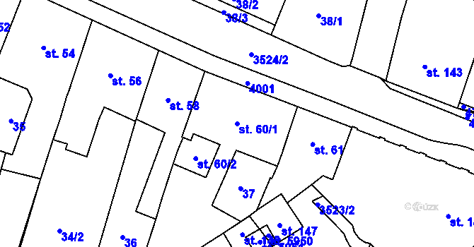 Parcela st. 60/1 v KÚ Dvůr Králové nad Labem, Katastrální mapa
