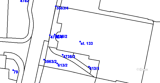 Parcela st. 133 v KÚ Dvůr Králové nad Labem, Katastrální mapa