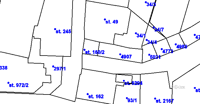 Parcela st. 160/1 v KÚ Dvůr Králové nad Labem, Katastrální mapa