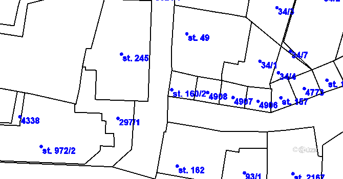 Parcela st. 160/2 v KÚ Dvůr Králové nad Labem, Katastrální mapa