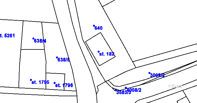Parcela st. 182 v KÚ Dvůr Králové nad Labem, Katastrální mapa