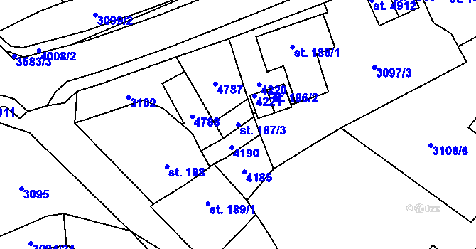 Parcela st. 187/3 v KÚ Dvůr Králové nad Labem, Katastrální mapa