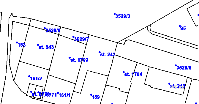 Parcela st. 242 v KÚ Dvůr Králové nad Labem, Katastrální mapa
