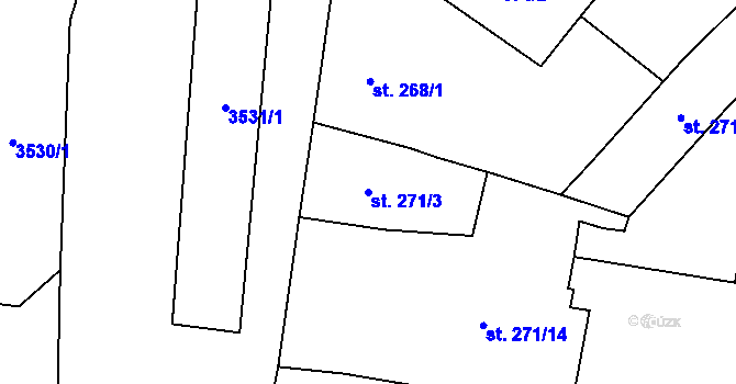 Parcela st. 271/3 v KÚ Dvůr Králové nad Labem, Katastrální mapa
