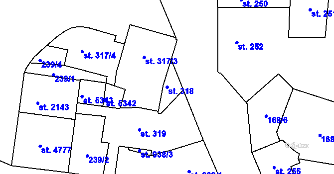 Parcela st. 318 v KÚ Dvůr Králové nad Labem, Katastrální mapa