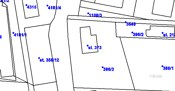 Parcela st. 373 v KÚ Dvůr Králové nad Labem, Katastrální mapa