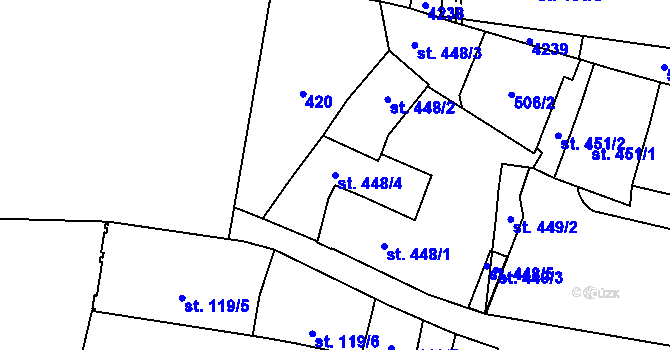 Parcela st. 448/4 v KÚ Dvůr Králové nad Labem, Katastrální mapa