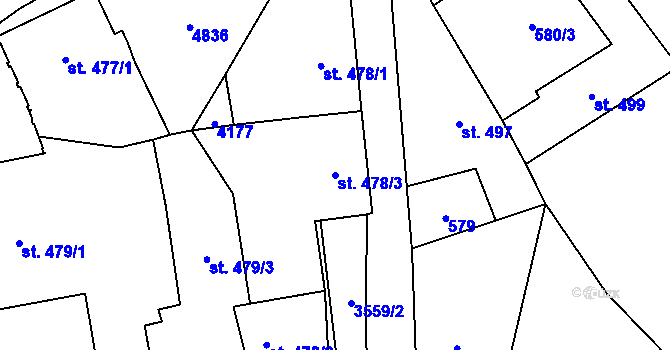 Parcela st. 478/3 v KÚ Dvůr Králové nad Labem, Katastrální mapa
