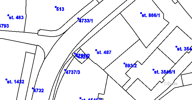 Parcela st. 487 v KÚ Dvůr Králové nad Labem, Katastrální mapa