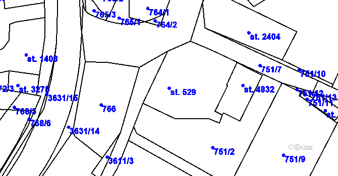 Parcela st. 529 v KÚ Dvůr Králové nad Labem, Katastrální mapa