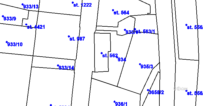 Parcela st. 562 v KÚ Dvůr Králové nad Labem, Katastrální mapa