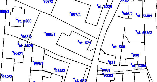 Parcela st. 571 v KÚ Dvůr Králové nad Labem, Katastrální mapa