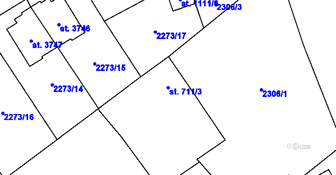 Parcela st. 711/3 v KÚ Dvůr Králové nad Labem, Katastrální mapa