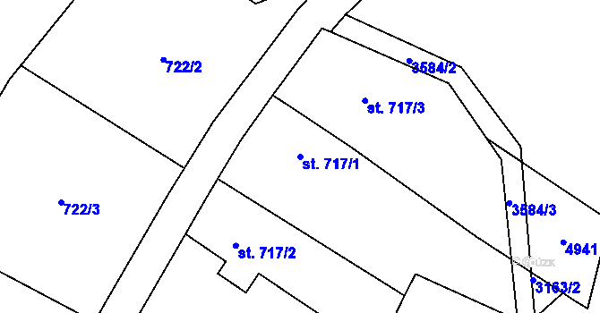 Parcela st. 717/1 v KÚ Dvůr Králové nad Labem, Katastrální mapa