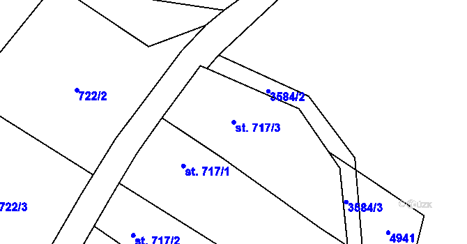Parcela st. 717/3 v KÚ Dvůr Králové nad Labem, Katastrální mapa