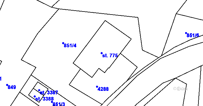 Parcela st. 775 v KÚ Dvůr Králové nad Labem, Katastrální mapa
