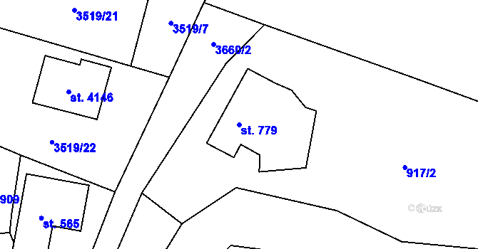 Parcela st. 779 v KÚ Dvůr Králové nad Labem, Katastrální mapa