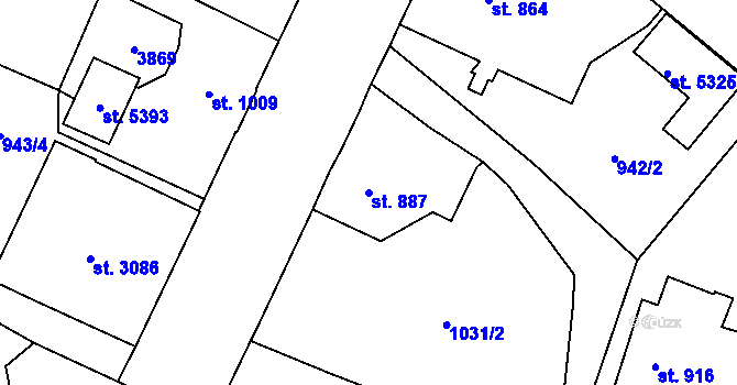 Parcela st. 887 v KÚ Dvůr Králové nad Labem, Katastrální mapa