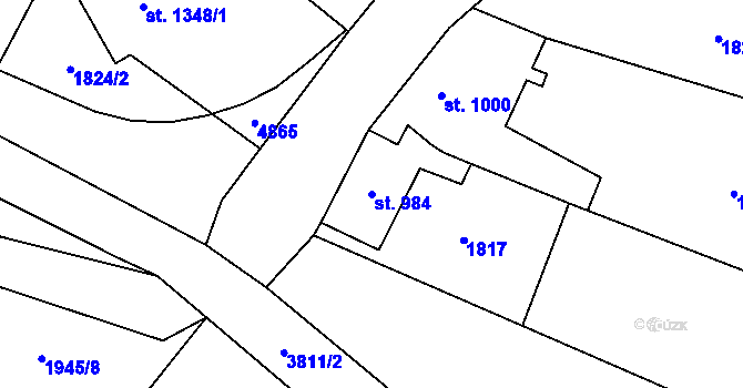 Parcela st. 984 v KÚ Dvůr Králové nad Labem, Katastrální mapa