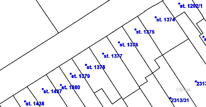 Parcela st. 1377 v KÚ Dvůr Králové nad Labem, Katastrální mapa