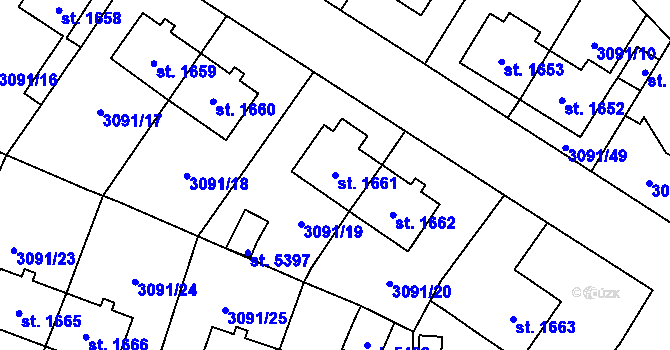 Parcela st. 1661 v KÚ Dvůr Králové nad Labem, Katastrální mapa
